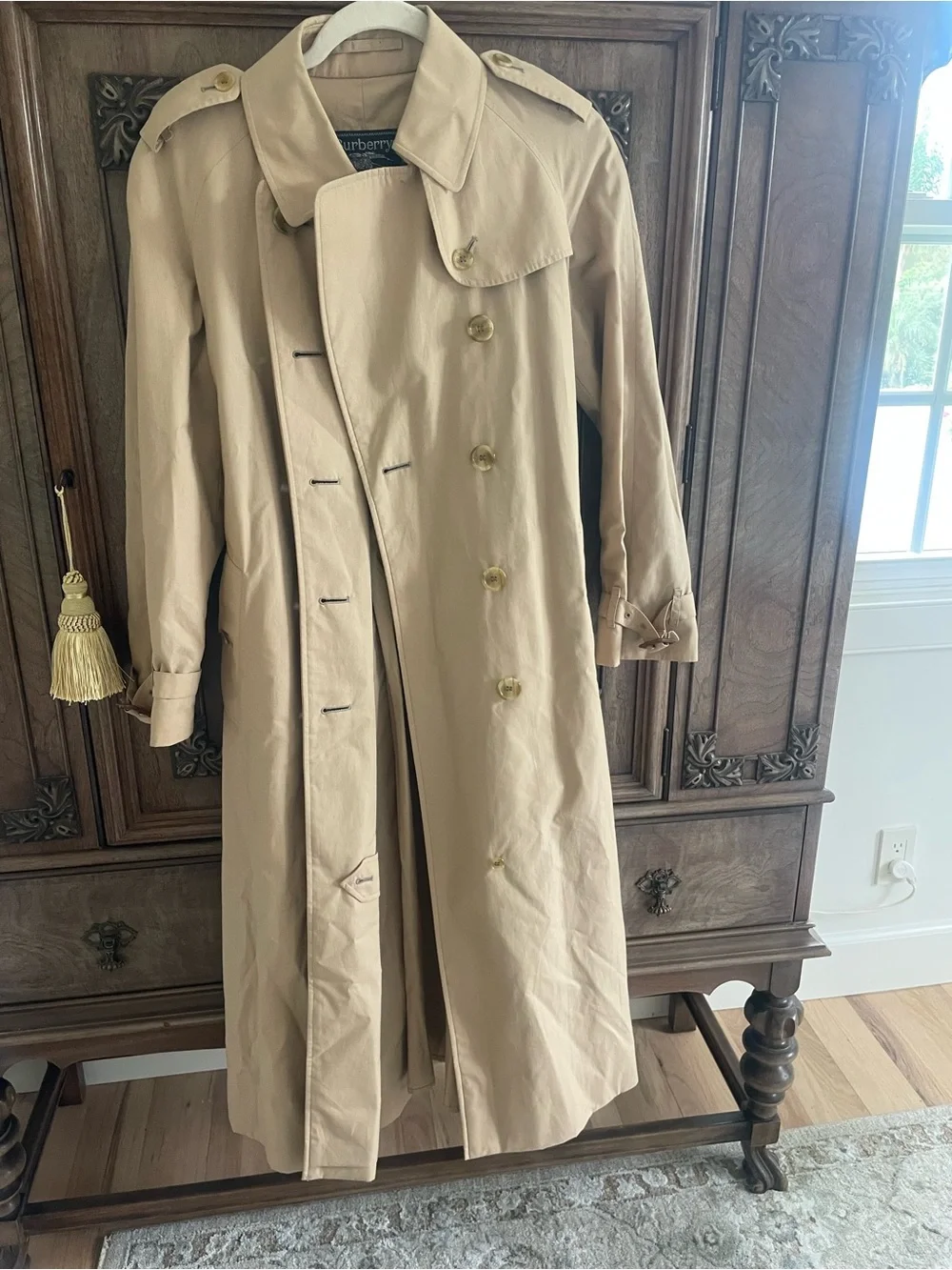 Burberry Classic Woman's Trench Coat/ khaki Tan Long 6 - Picture 8 of 16